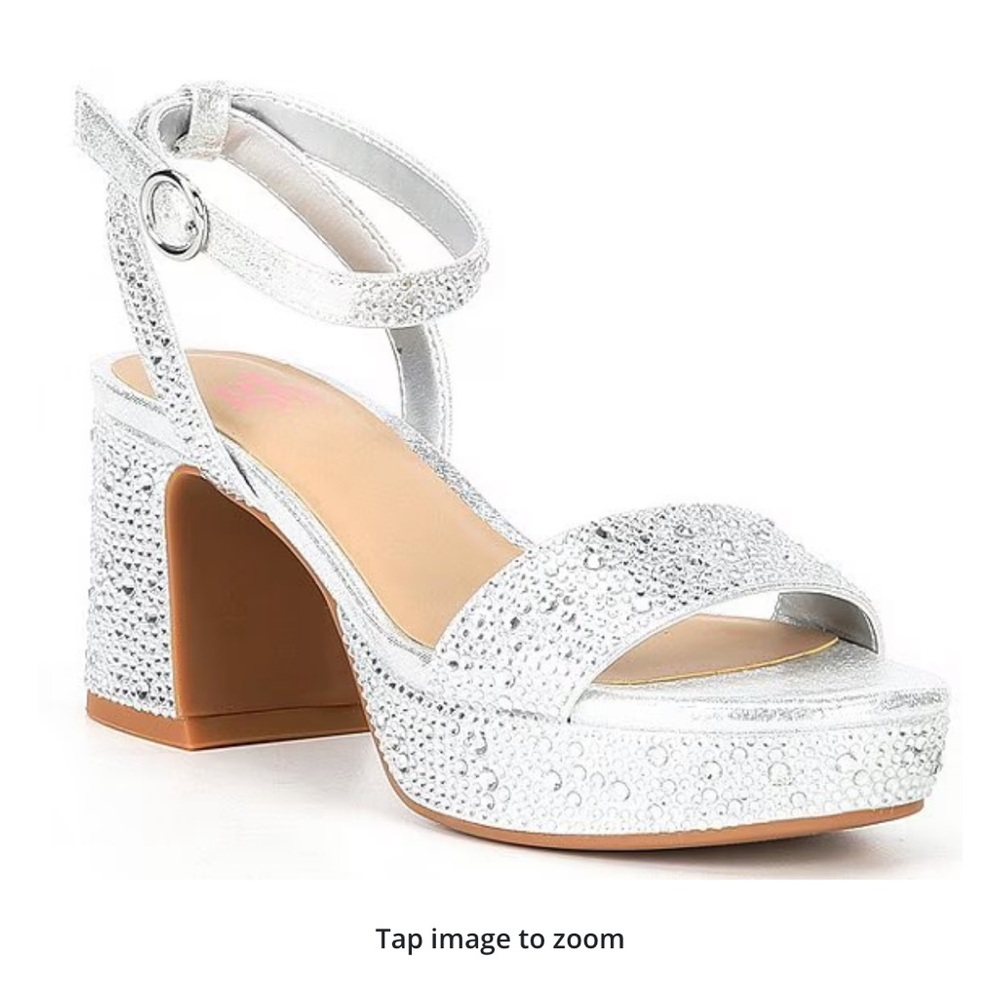 GB Girls Sparkling Silver Platform Sandals